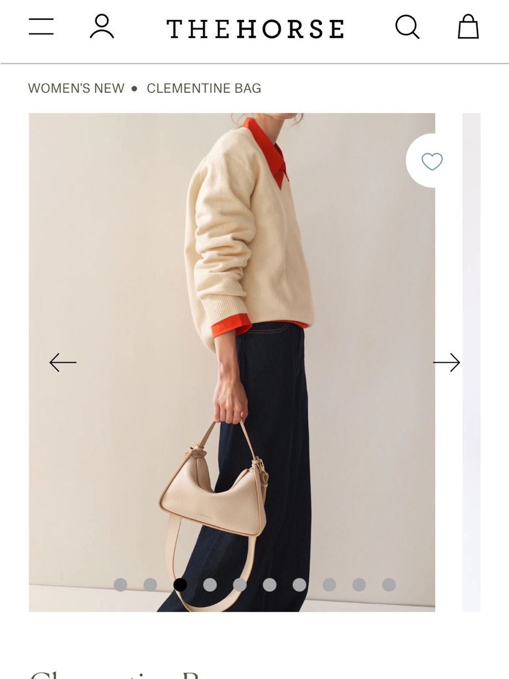 The Horse Clementine in Cream hardware in Silver
